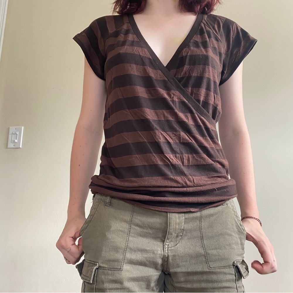 Striped Faux Wrap Top The Limited
